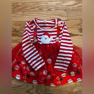 Festive Red and White Christmas Dress for Kids